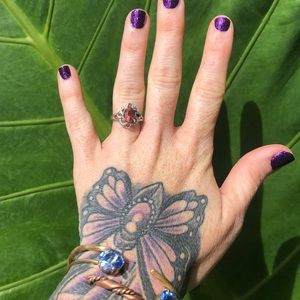 Pink tourmaline white sapphire SS  ring